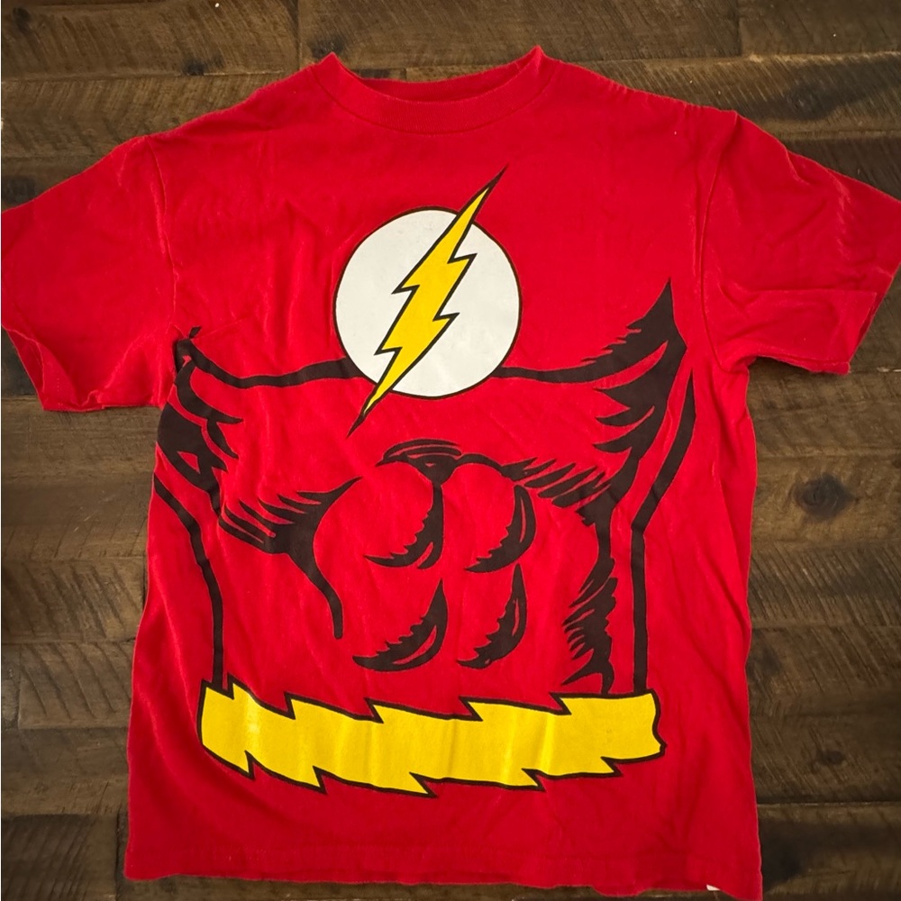 Red Graphic T-Shirt with Lightning Bolt Design